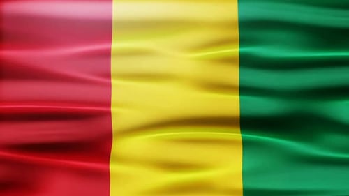 Waving Flag of Guinea Realistic Loop Animation