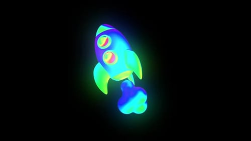Rocket Psychedelic 3D Animation for Colorful NFT