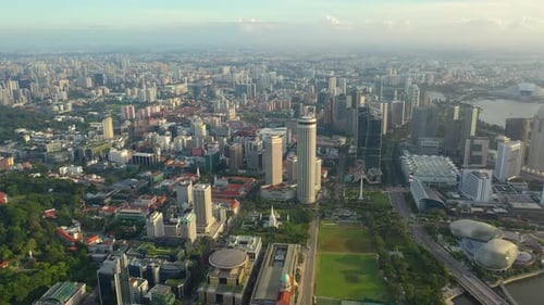 Singapore Skyscrapers With City.