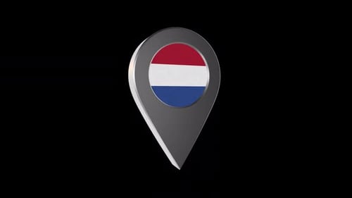 Animated 3D Netherlands Flag Location Pin