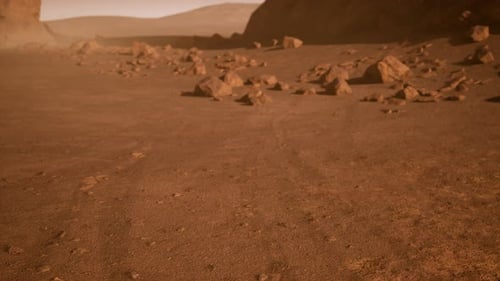 Fantastic Martian Landscape in Rusty Orange Shades