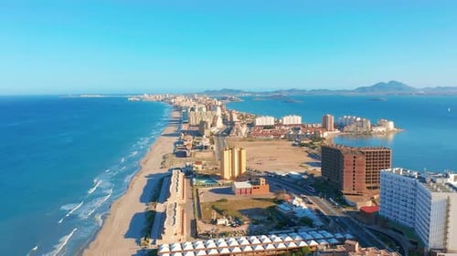 Aerial View. Panoramic View of Streets, Roads and Buildings Foreland La Manga Del Mar Menor
