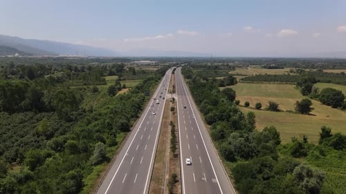 Highway Through Rural Landscape Aerial View