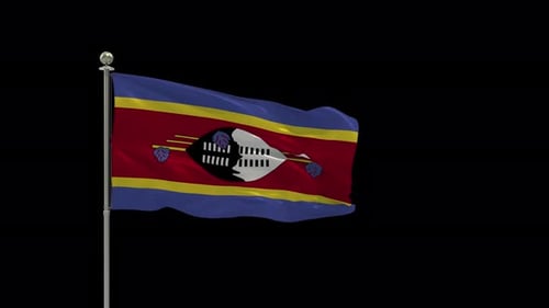 Waving Flag of Eswatini with Alpha Channel