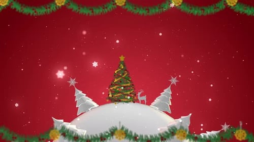 Festive Christmas Tree and Snow with Rotating Winter Scene Loop