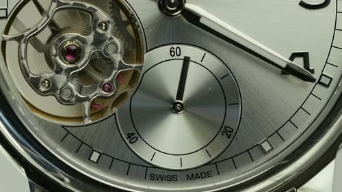Close Up of Swiss Made Watch Mechanics
