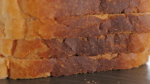 Macro Shot of Sliced, Toasted Bread Stack