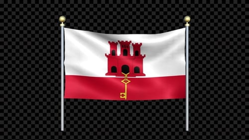 Waving Gibraltar Flag Animation with Alpha Channel