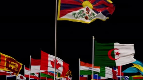 Realistic 3D International Flags Waving