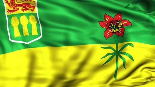 Waving Flag of Saskatchewan Province, Canada