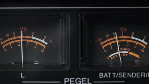 Analog Gauges with Moving Needles Close Up