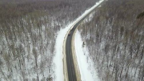 Trucks On Winter Road