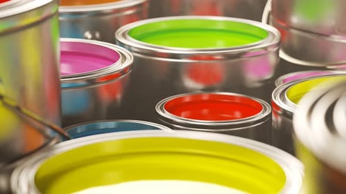 Vibrant Paint Cans with Fluid Ripple Effect