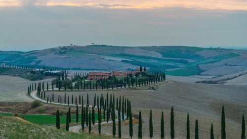Sunrise Time Lapse of Tuscany Landscape in Italy