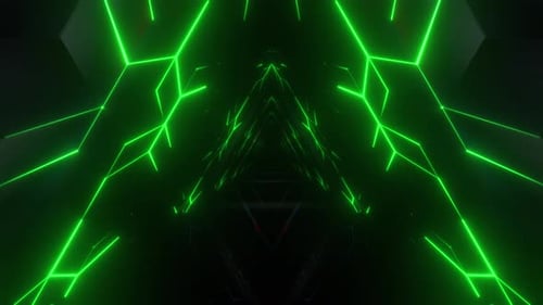 4k Abstract Green Neon Lights Tunnels