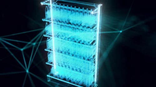 Market Shelf Water Hologram Close Up 4k