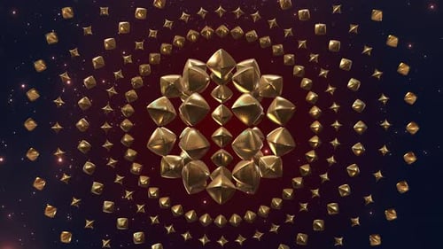 Golden Geometric Crystal Sphere Abstract Loop Background