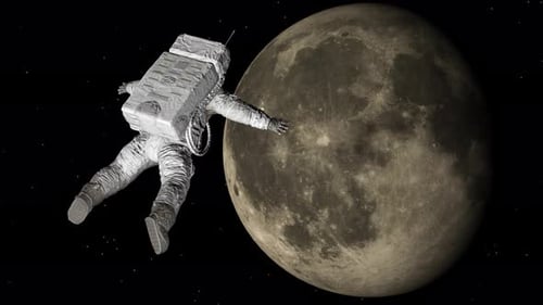 Un astronaute vole dans l'espace autour de la lune