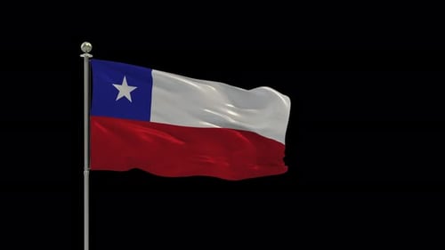 Realistic Chilean Flag Waving Seamless Loop with Alpha Channel