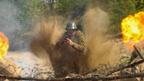 Soldier on the battlefield, Ultra Slow Motion
