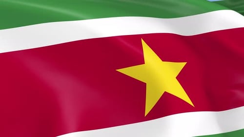 Realistic Waving Flag of Suriname Seamless Loop