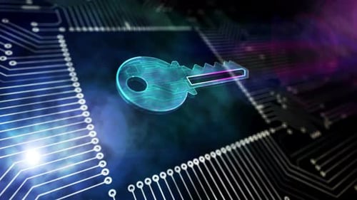 Cyber security key symbols loopable 3d