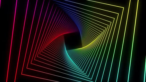 Retro Background Abstract Glowing Futuristic Corridor Star Shapes Grid Wireframe Tunnel Motion 4K