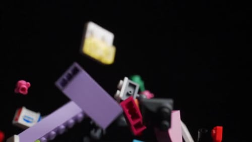 Toy Bricks Thrown Into Air And Falling Down