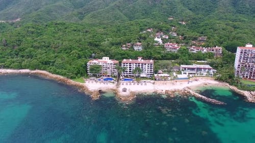 Aerial View of Tropical Beach Resort and Ocean
