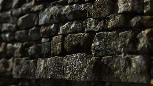 Close Up Panning Along Natural Stone Wall Texture Background