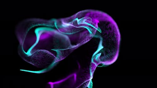 4K Fluid Particles Splash Purple Blue