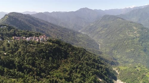 Pelling in India in Sikkim from the sky