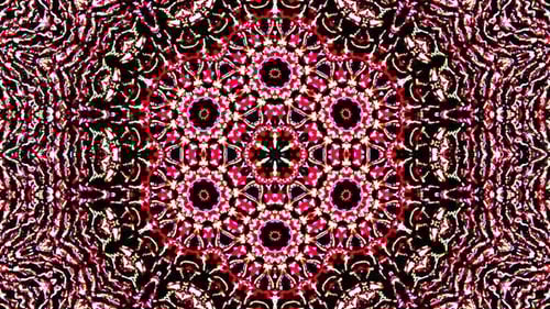 Vibrant Red and White Kaleidoscopic Geometric Abstract Pattern Loop