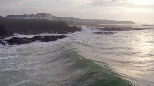 Ocean Waves Gaining Height and Power as they Approach the Shore