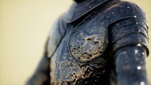 Detailed Medieval Knight Armor with Ornate Engravings