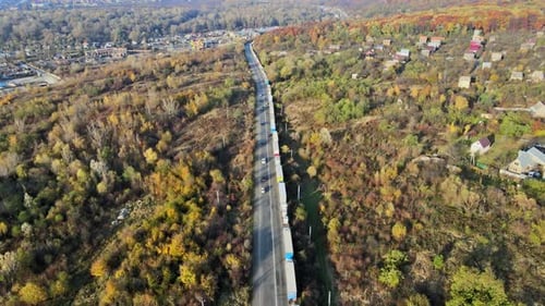 Traffic Jam with a Lot of Cars on Expressway on Transkartatian the Slovakia Ukraine Border During a