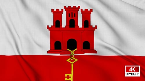 Waving Flag of Gibraltar Seamless Loop Animation