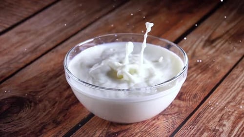 Blueberry Berries Fall Into Milk