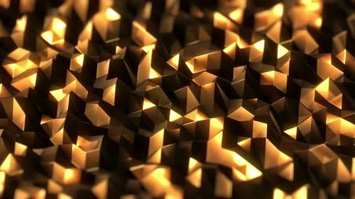 Abstract Golden Geometric Facets Looping Background