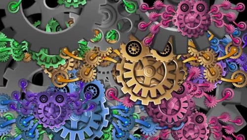 Animated Gears Steampunk Industrial Mechanical Background Loop