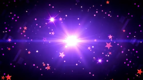 Festive Neon Purple Stars and Glowing Particles Background