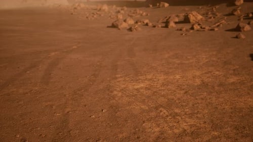 Fantastic Martian Landscape in Rusty Orange Shades