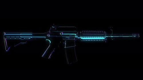 Neon Futuristic Glowing Rifle Outline Animation
