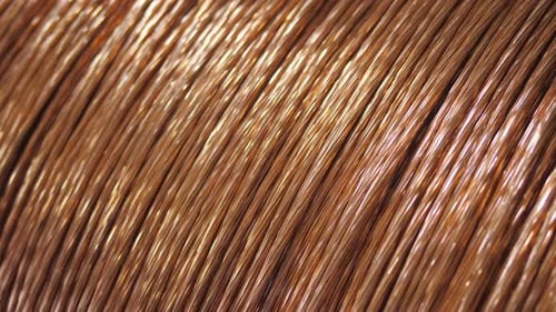 Close Up of a Shiny Copper Wire Roll