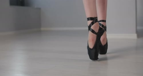 Ballet Dancer's Feet in Pointe Shoes