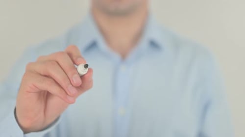 MLM, Man Writing on Transparent Glass Screen