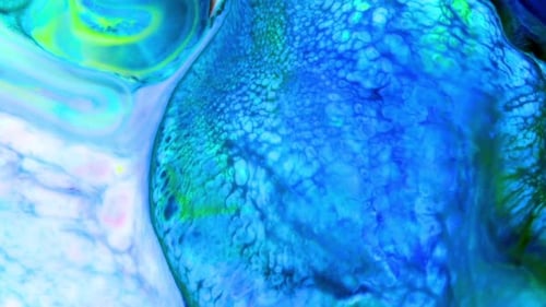 Swirling Liquid Paint: Abstract Blue and Green Motion