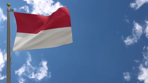 Realistic Waving Flag Animation Against Blue Sky