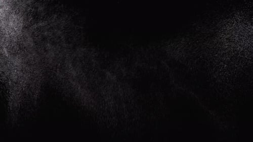 Gentle White Dust Particles Rising on Black Background