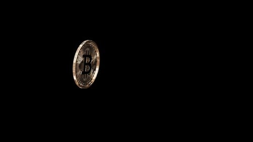 Animated 3D Golden Bitcoin Crypto Coin Spinning Graphic
